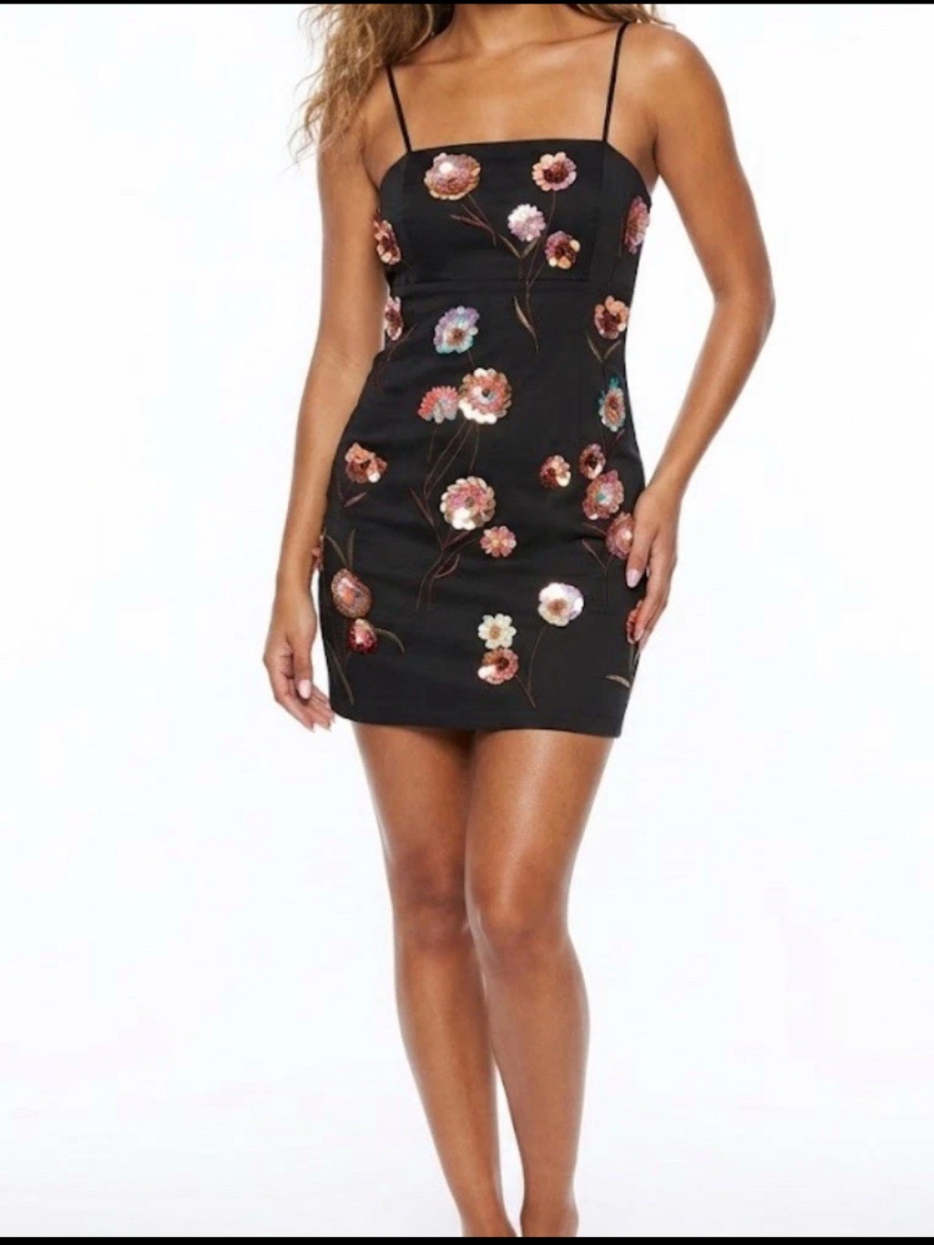 Nwt Anthropologie Maeve The Brynne Black Mini Dress 3d Floral 2